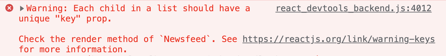 React missing key warning